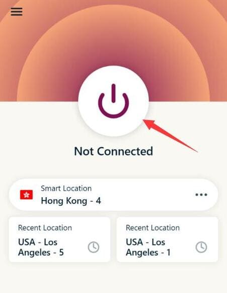ExpressVPN中国使用教程:选择一个服务器节点,并开始使用ExpressVPN。